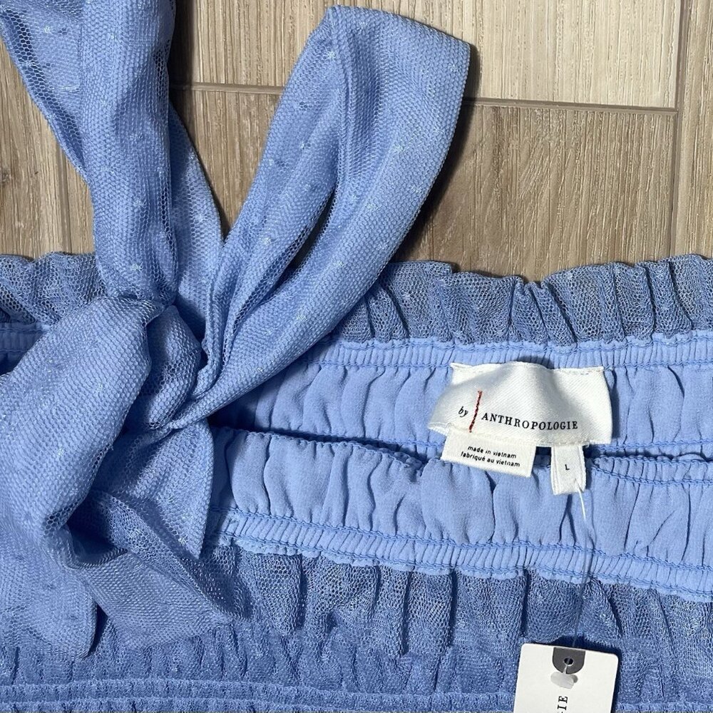 NWT Anthropologie Blue Smocked Blue Cami Top - Women Size Large - Picture 5 of 10